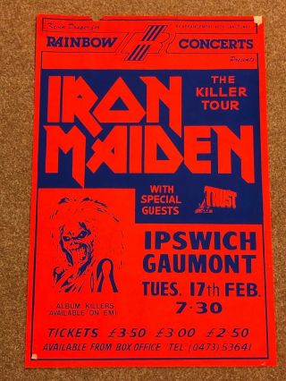 Iron Maiden 1981 Killer Tour Poster Nwobhm