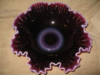 Fenton Plum Opalescent Hobnail Bowl (large)