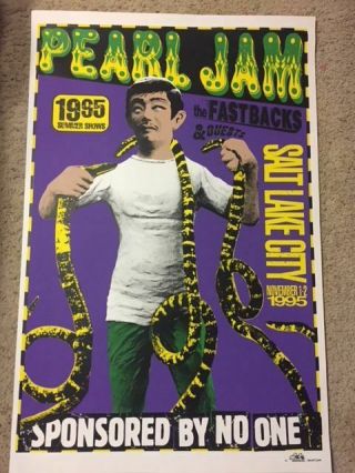 Rare Pearl Jam 1995 With The Fastback Sponsored By No One Summer Tour Poster