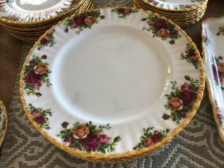 Old Country Rose Royal Albert china dinnerware 8 place setting with teapot 2