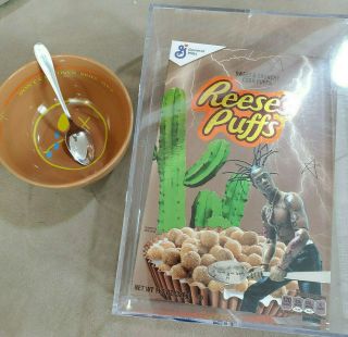 Travis Scott Reeses Puffs Cereal Full Set Acrylic Case,  Bowl,  Spoon Confirmed