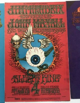 1 Rare Postcard Bill Graham Fillmore Bg 105 Hendrix Doors Rick Griffin Poster