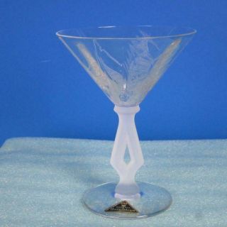 Rare Morgantown Glass - Art Moderne Arctic Etching Frosted Base Champagne Glass