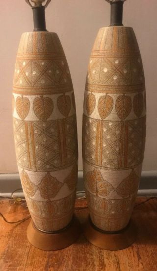 Pair 1950’s Mid Century Modern Raymor Fratelli Fanciullacci Pottery Lamps Italy