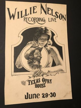 Rare 1974 Danny Garrett Willie Nelson Texas Opry House Concert Poster