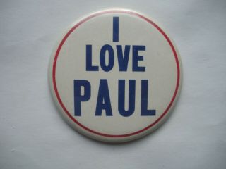 Beatles 1964 0riginal Pinback Button " I Love Paul " 3.  5 " With Brass Pin&no Print