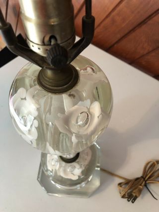 Vintage St.  Clair Glass Table TV Lamp Art Glass White Trumpet Floral Paperweight 3