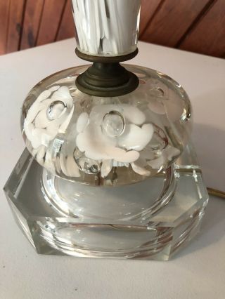 Vintage St.  Clair Glass Table TV Lamp Art Glass White Trumpet Floral Paperweight 4