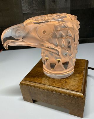 Lalique Crystal Eagle Head Tete d ' Aigle Car Mascot Paperweight Signed 7