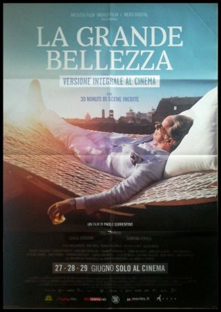 The Great Beauty Movie Poster 39x55 " 2sh Italian Sorrentino Servillo In