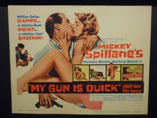 My Gun Is Quick 1957 Title Lobby Card 1 Mickey Spillane Film Noir Robert Bray