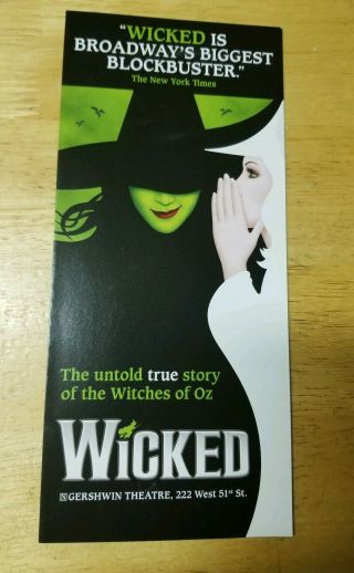 Wicked - Broadway Musical - Brochure - York City