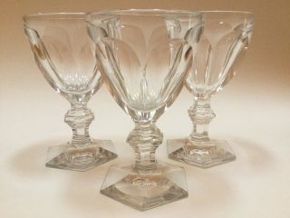 Baccarat Crystal Harcourt Set Of 3 Claret Wine 5.  25 " Glasses -