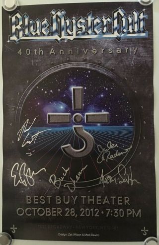 Blue Oyster Cult Full Band Autograph Signed 11x17 40th Anniversary Tour Poster