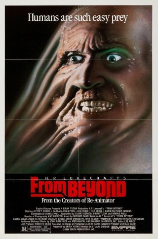 From Beyond Folded Movie Poster 1986 Sci Fi Horror Jeffrey Combs