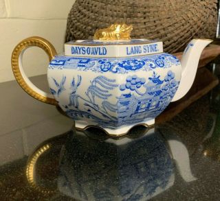 Copeland Spode Blue Willow 8669 Tiffany & Co.  Auld Lang Syne Teapot