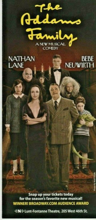 Nathan Lane Bebe Neuwirth The Addams Family Broadway Handbill York City Nyc