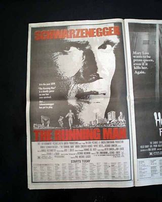 Best The Running Man Schwarzenegger Movie Opening Day Ad Review 1987 Newspaper