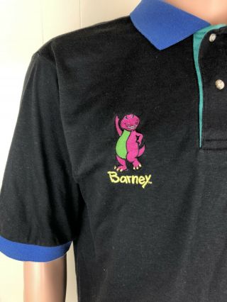 Vintage Barney the Dinosaur Embroidered Men’s Cast Crew Polo Shirt XL RARE Lyons 2