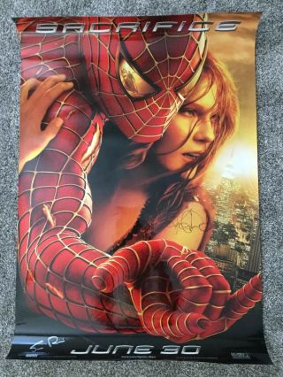 Spider - Man 2 Sacrifice Movie Poster 2002 Signed Dunst Sam Raimi Teaser