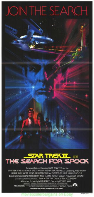 Star Trek Iii Movie Poster Folded Australian Daybill Rare Art