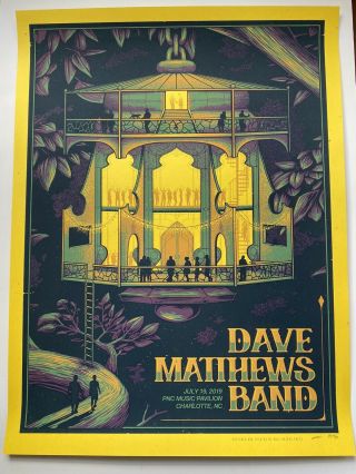 Dave Matthews Band Rare Ap Concert Poster Charlotte 2019 /50