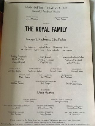 Ana Gasteyer Jan Maxwell Tony Roberts “The Royal Family” Playbill 2009 3