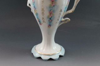 Antique RS Prussia Porcelain Chocolate Pot Blown Out Handle Pink Roses 3