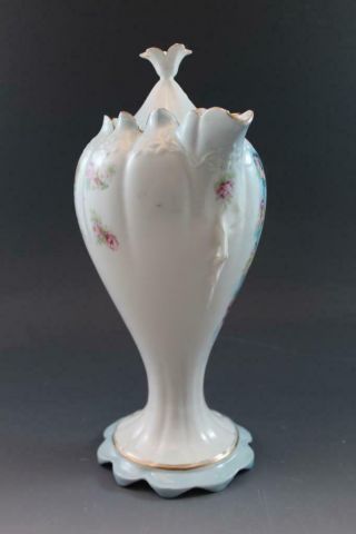 Antique RS Prussia Porcelain Chocolate Pot Blown Out Handle Pink Roses 6