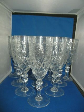 Rogaska Gallia Set Of 10 Water Goblet Glasses 9 3/4 " Tall Cut Lead Crystal Stems