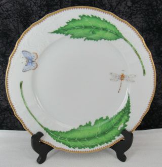 Anna Weatherley Green Leaf Pattern Hand - Painted Porcelain 10 1/2 " Dinner Plate