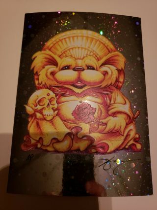 Aj Masthay Grateful Dead Limited Edition Buddha Dancing Bear On Foil Ap Signed