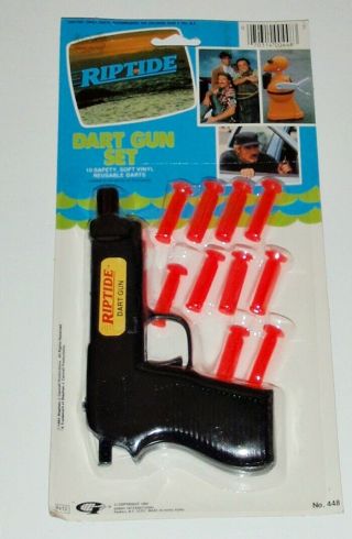 Rare Riptide Tv Show Toy Dart Gun Set 1984 Perry King & Joe Penny