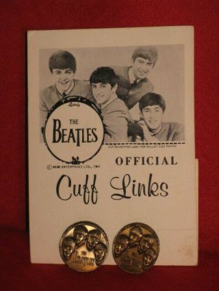 The Beatles Cuff Links Nems 1964 Seltaeb Press - Initial Card Rare