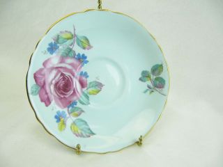PARAGON TEACUP CUP AND SAUCER PALE BLUE WITH LARGE CABBAGE ROSE 2