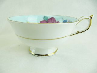 PARAGON TEACUP CUP AND SAUCER PALE BLUE WITH LARGE CABBAGE ROSE 5