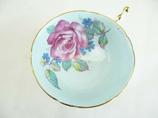 PARAGON TEACUP CUP AND SAUCER PALE BLUE WITH LARGE CABBAGE ROSE 9