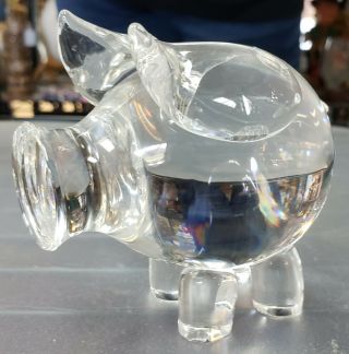 1964 Steuben Crystal Pig Sculpture By Paul Schulze