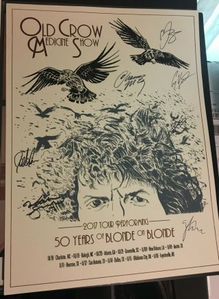 Old Crow Medicine Show SIGNED by band Poster Blonde on Blonde Tour Bob Dylan 7