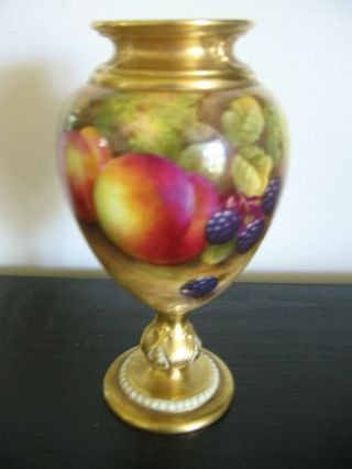 Royal Worcester Signed E Townsend Hand Painted Fruit Vase