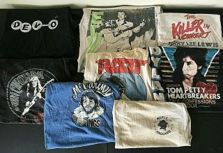 8 Vintage 1980s Concert Shirts Wings Dylan Devo Ratt Elvis Cipollina Grateful