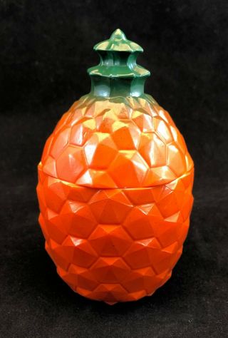 Vintage Hazel Atlas Pineapple Jam Jelly Jar Milk Glass Eames Era Orange Green