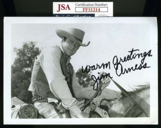 James Jim Arness Jsa Hand Signed Gunsmoke 5x7 Photo Autograph