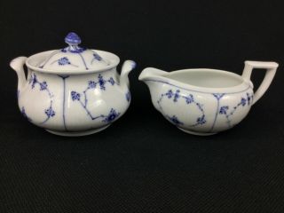 Royal Copenhagen Blue Fluted Plain Creamer & Sugar Bowl For Hyeoje_96 Only