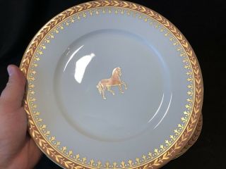 Ceralene A Raynaud Limoges Empire Orange Gold Horse Dinner Plates Set of 5 3