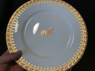 Ceralene A Raynaud Limoges Empire Orange Gold Horse Dinner Plates Set of 5 5