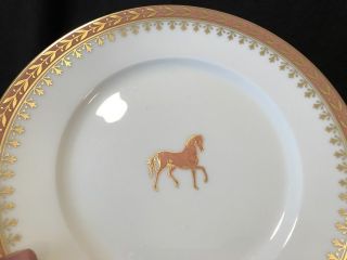 Ceralene A Raynaud Limoges Empire Orange Gold Horse Dinner Plates Set of 5 7