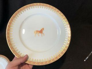 Ceralene A Raynaud Limoges Empire Orange Gold Horse Dinner Plates Set of 5 9