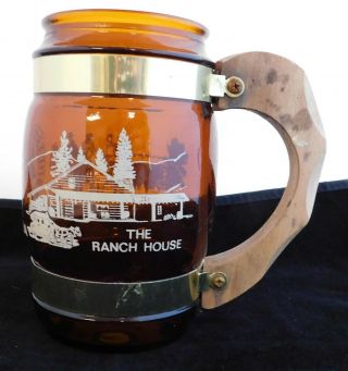 Bonanza Ponderosa Ranch Lake Tahoe Cartwrights 5 " Tall Brown Glass Mug/cup