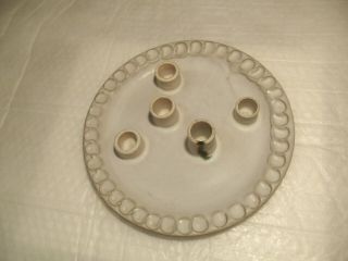Vintage McCarty Pottery Merigold,  MS Mississippi CANDLE PLATE w/ THUMBPRINT EDGE 2